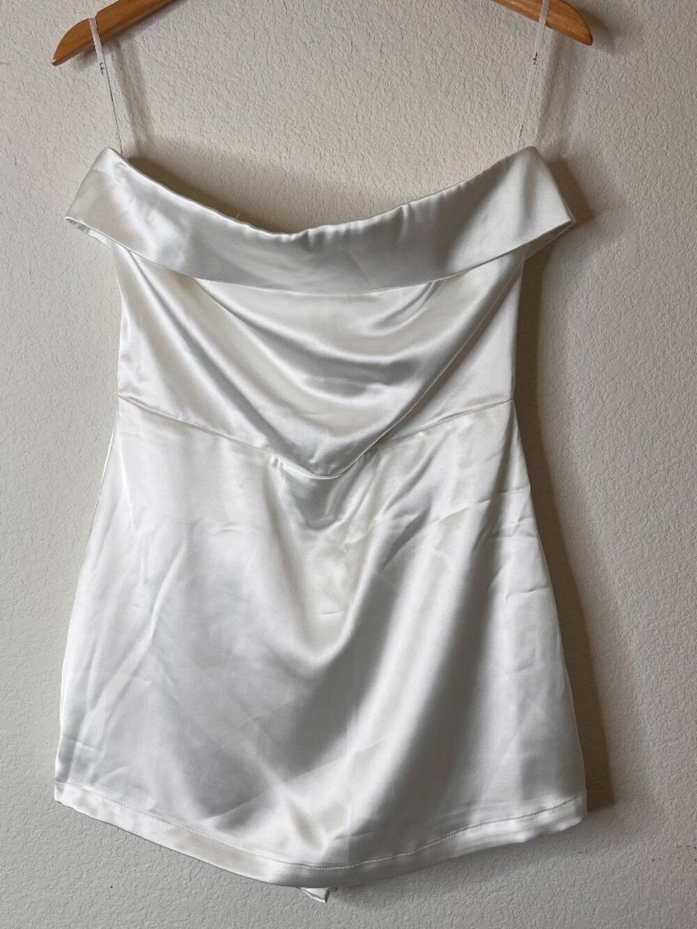 Lulus White Satin Strapless Mini Dress Skort Medium